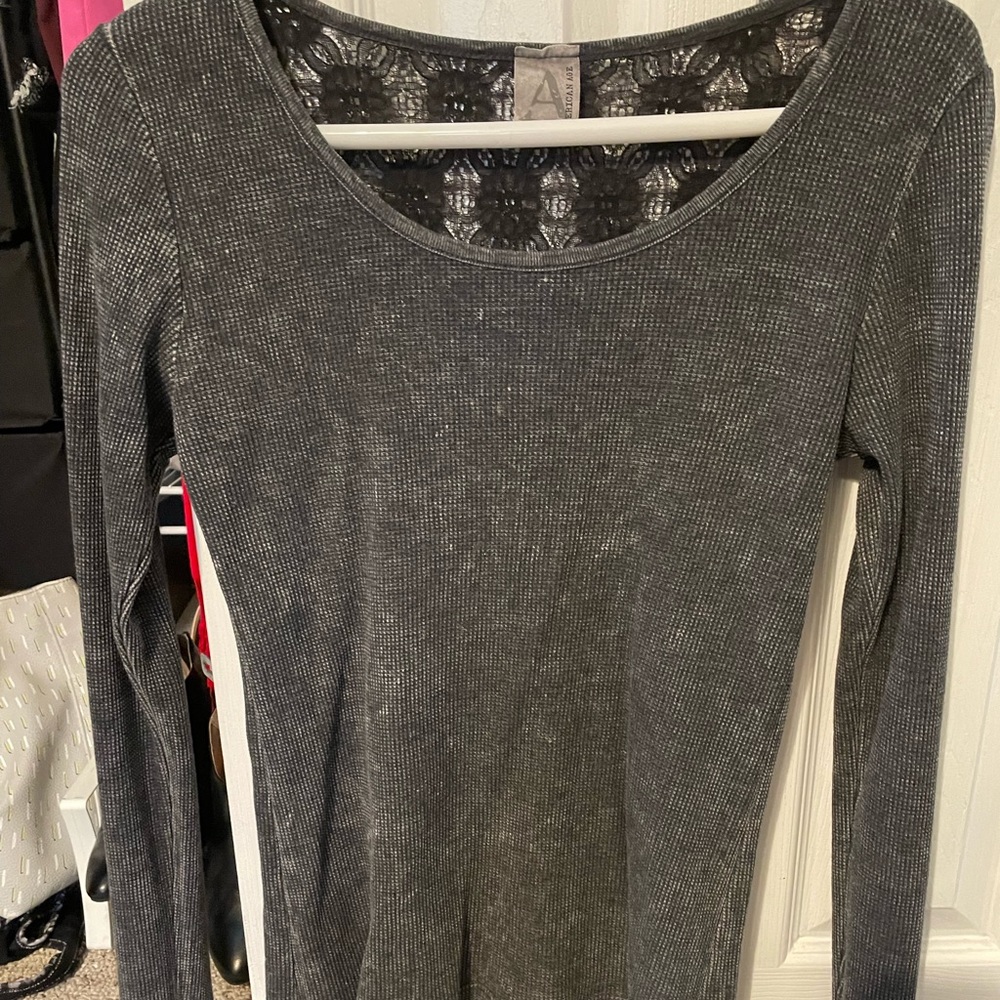 Gray long sleeve with lace back